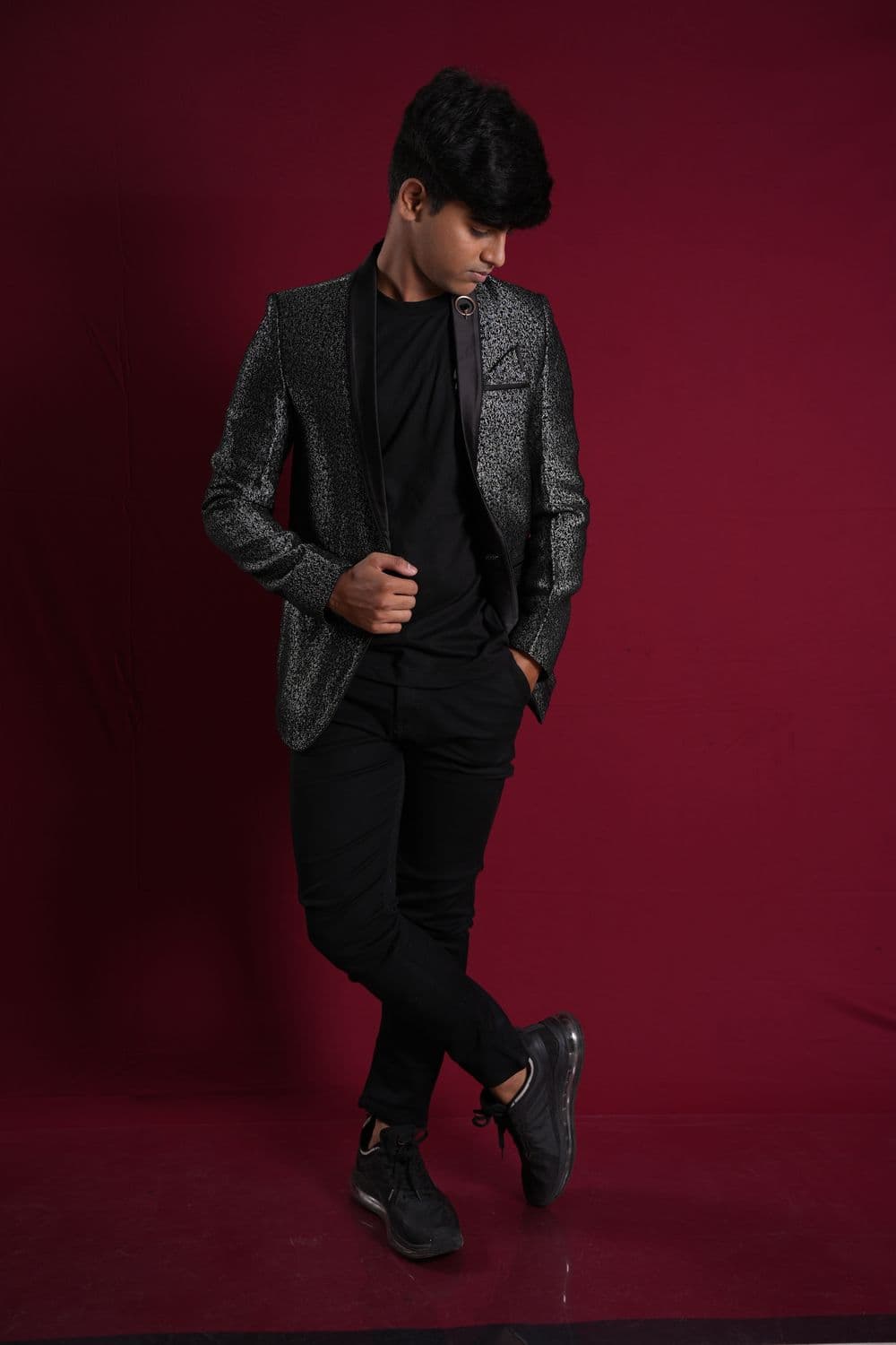 Wool Blend Blazer — Charcoal 2